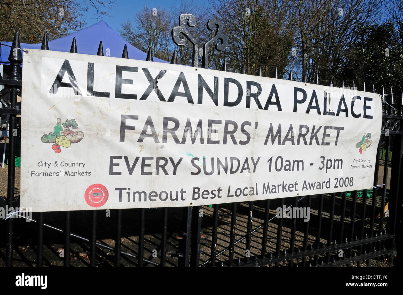 Alexandra Palace Farmer' Market banner or sign, London Borough of Haringey, England UK Stock Photo