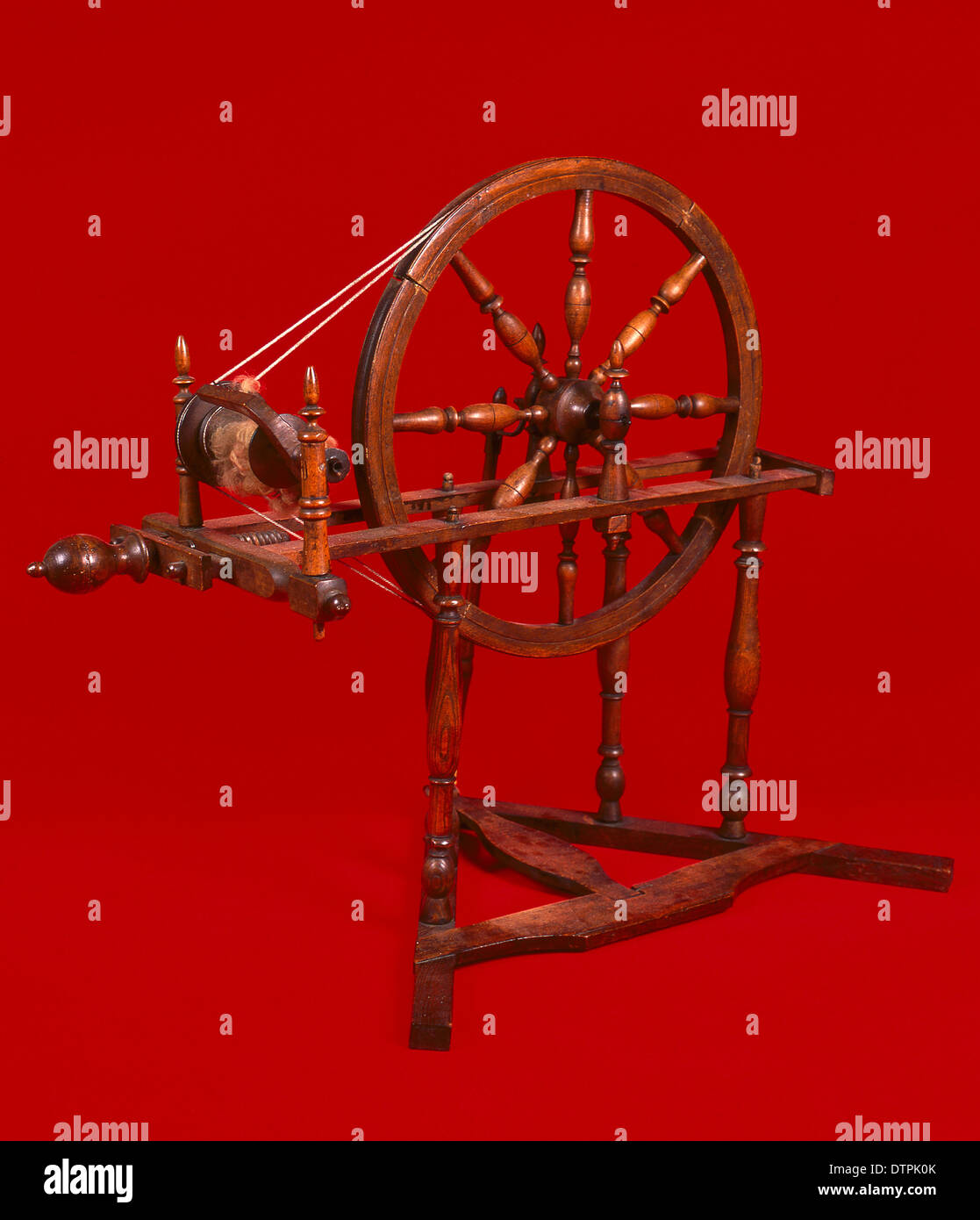 traditional wool spinning wheel welsh Wales Stock Photo Alamy