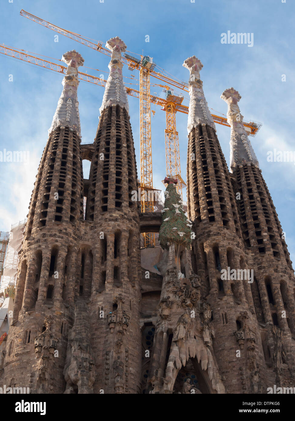 Constrution cranes at Antonio Gaudi's cathedral 