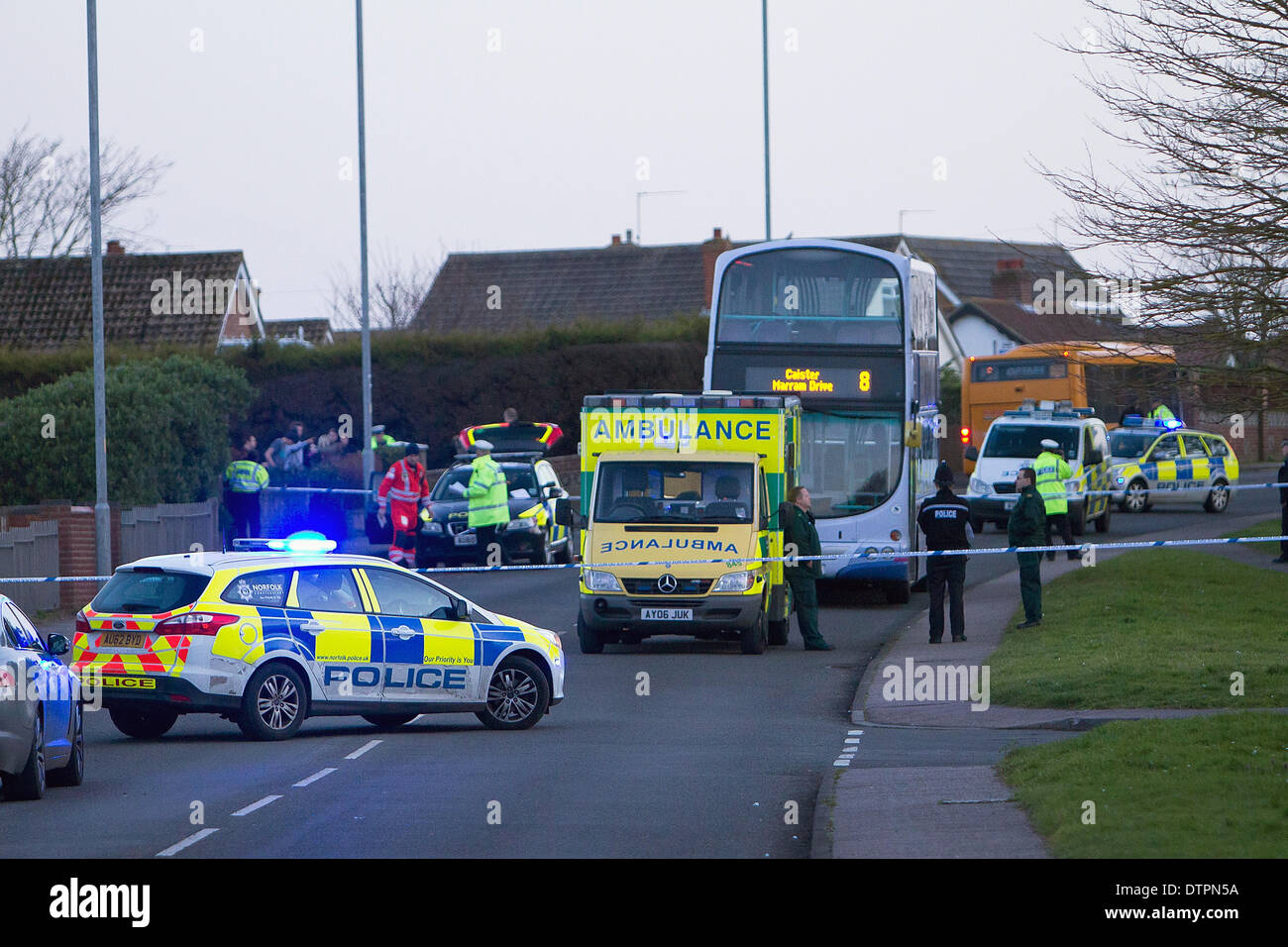 CaisterOnSea, near Great Yarmouth, UK. 22nd February 2014. A fatal