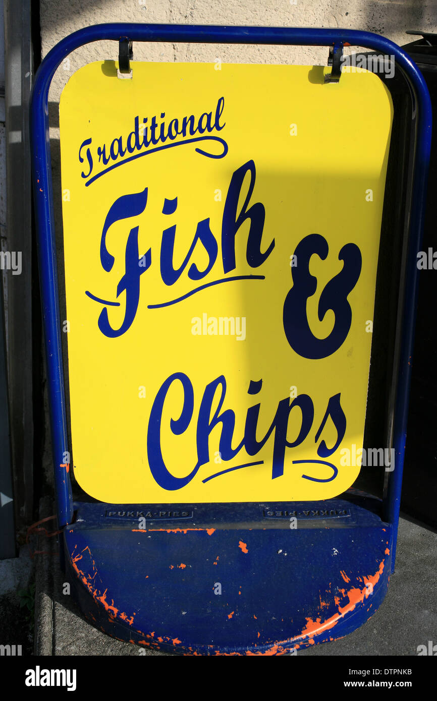 Fish & Chips sign. Stock Photo
