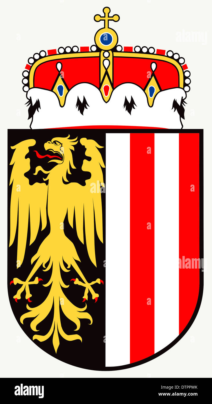Coat of arms of the Austrian federal state of Upper Austria. Stock Photo