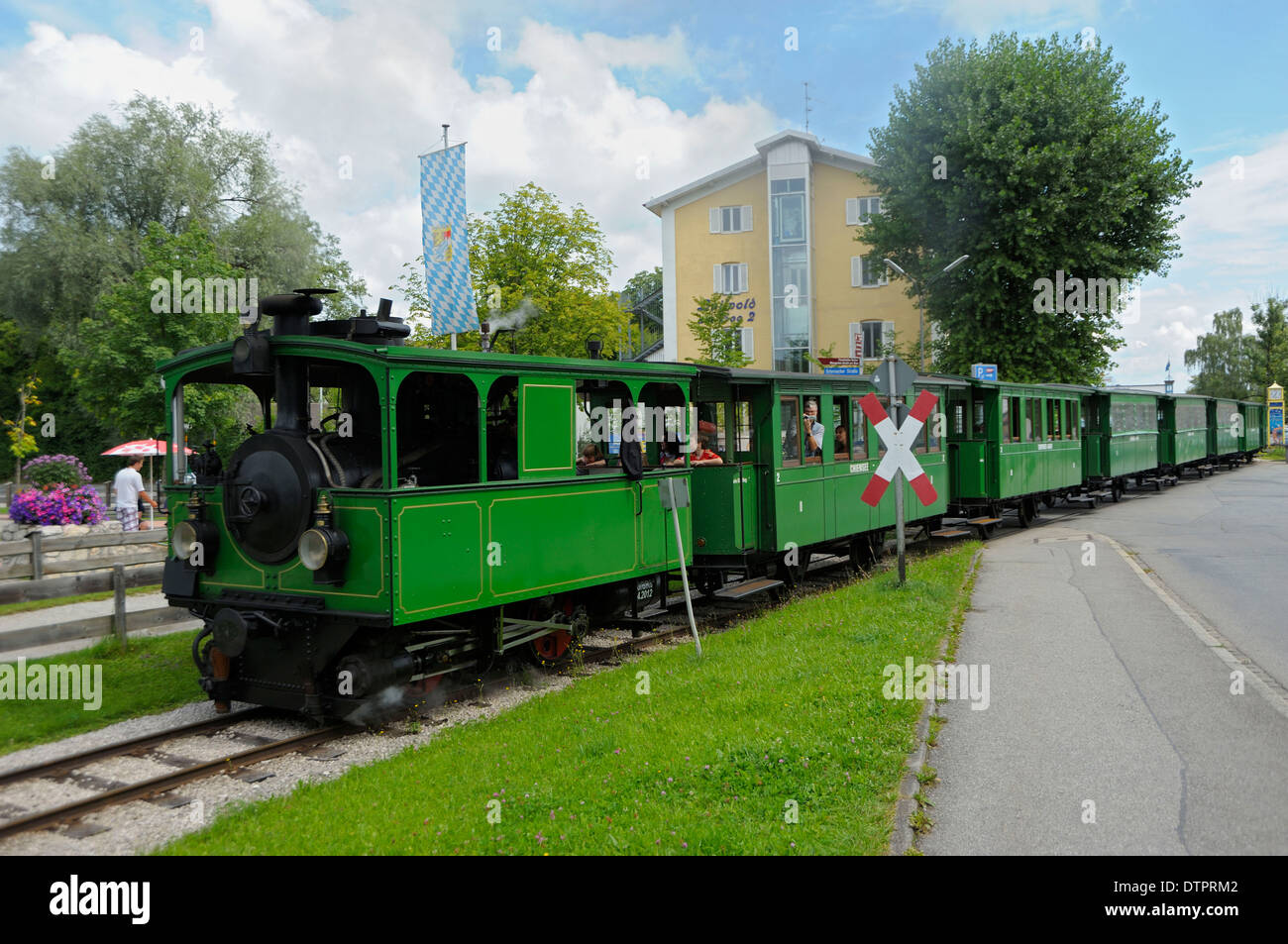 Chiemseebahn, railway in Prien, Chiemsee, Chiemgau, Bavaria, Germany Stock Photo