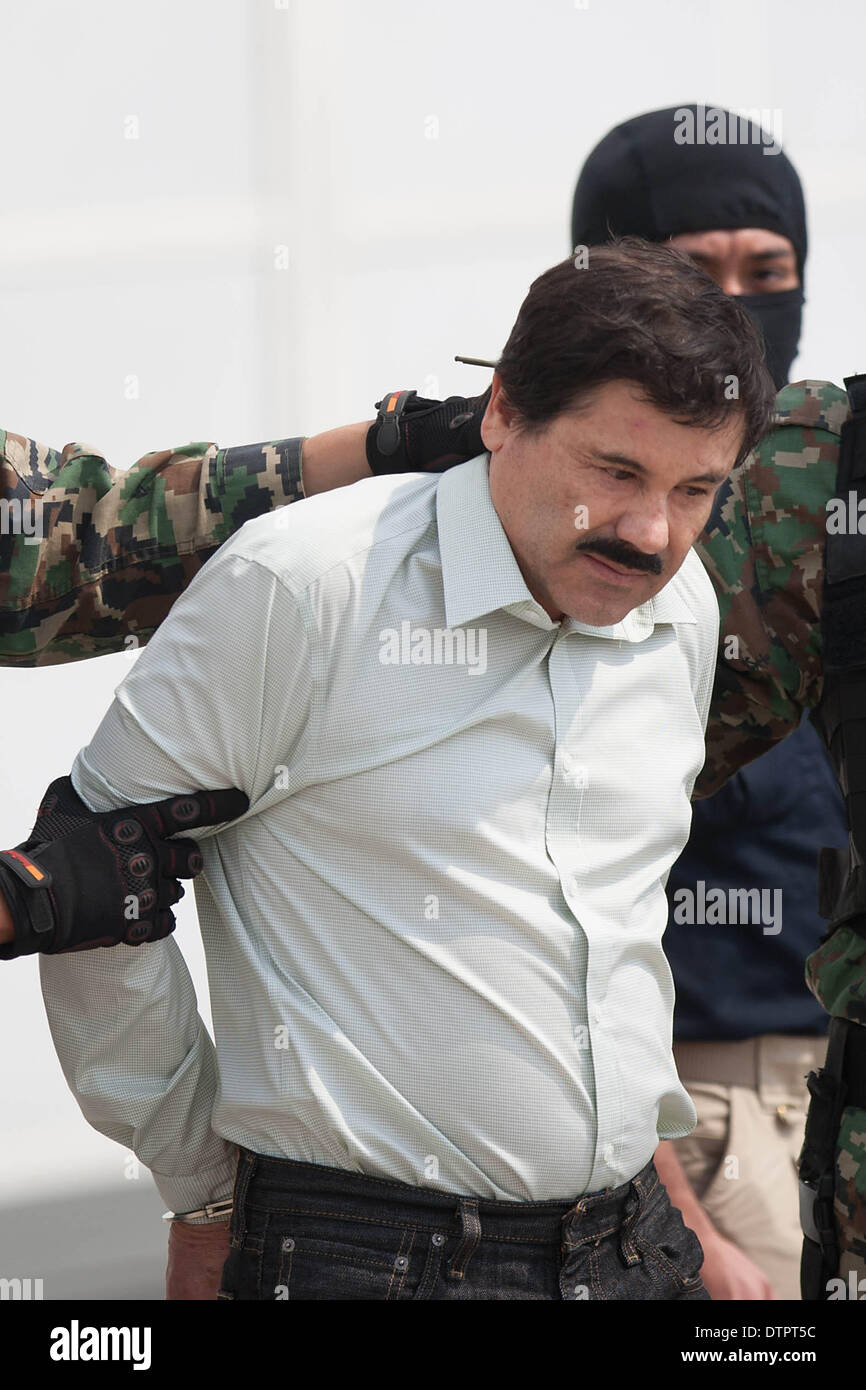 Mexico City, Mexico. 22nd Feb, 2014. Mexican Navy soldiers escort