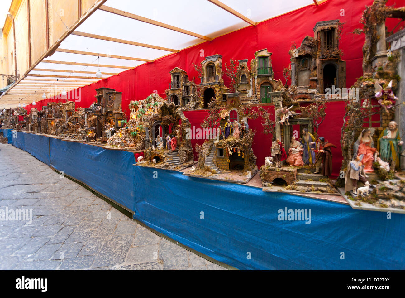Christmas cribs in a typical street of Naples, San Gregorio Armeno. Stock Photo