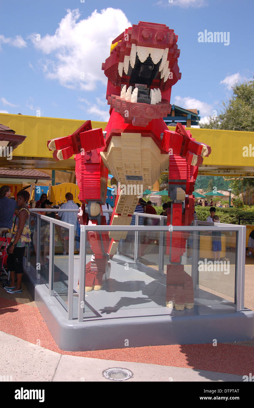 A Large red lego dinosaur at Downtown Disney Market Place, Walt Disney  World, Orlando, Florida, U.S.A Stock Photo - Alamy