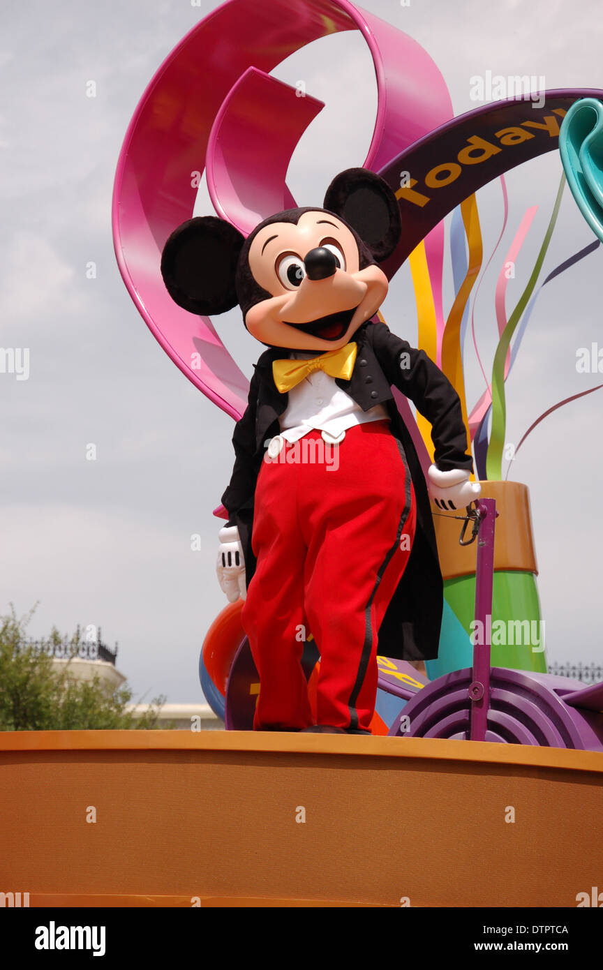 Mickey Mouse celebrating on a Dream Come True parade at Disney's Stock