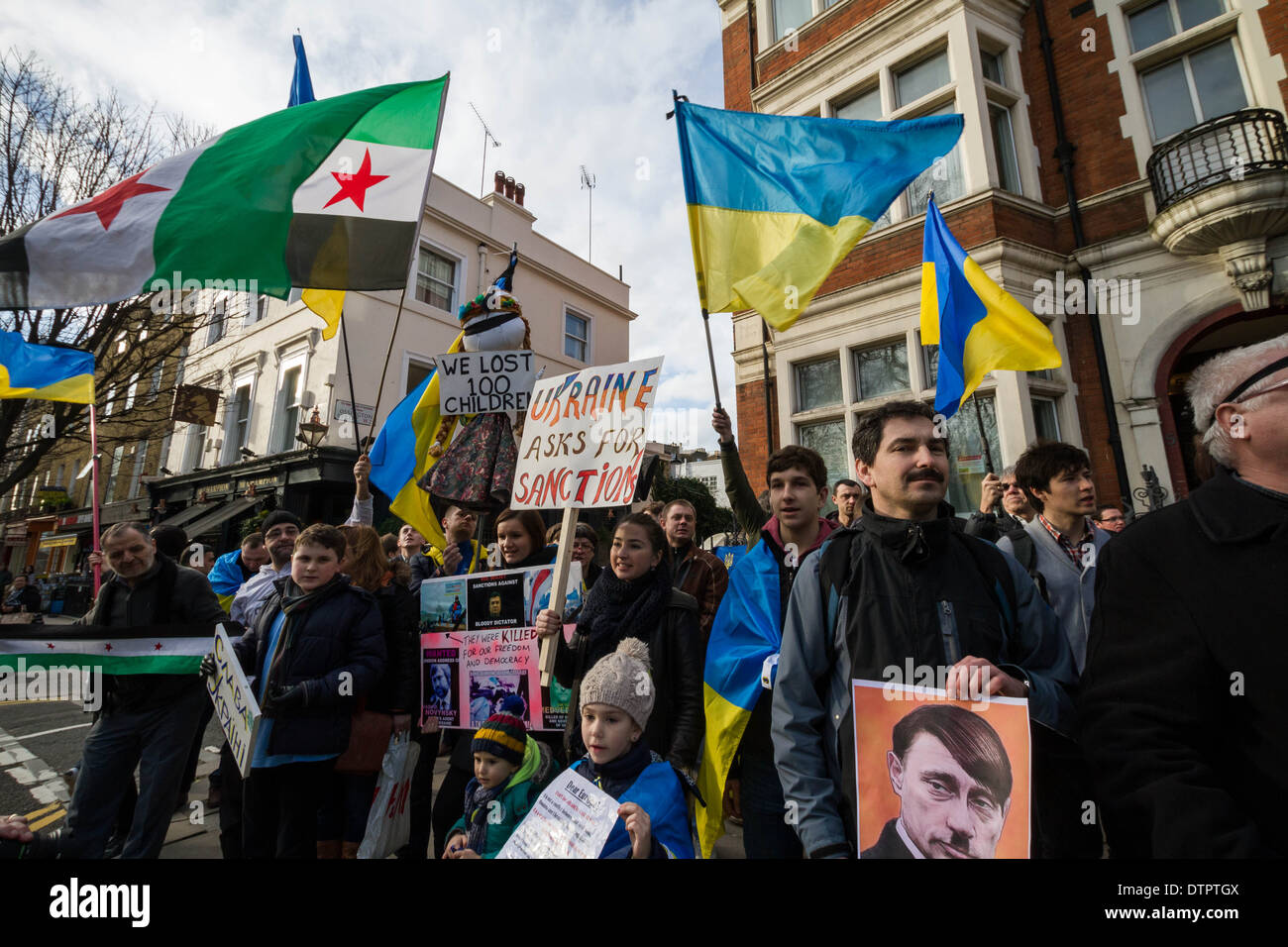 Protest outside Russian Embassy in London by British Ukrainians Stock Photo