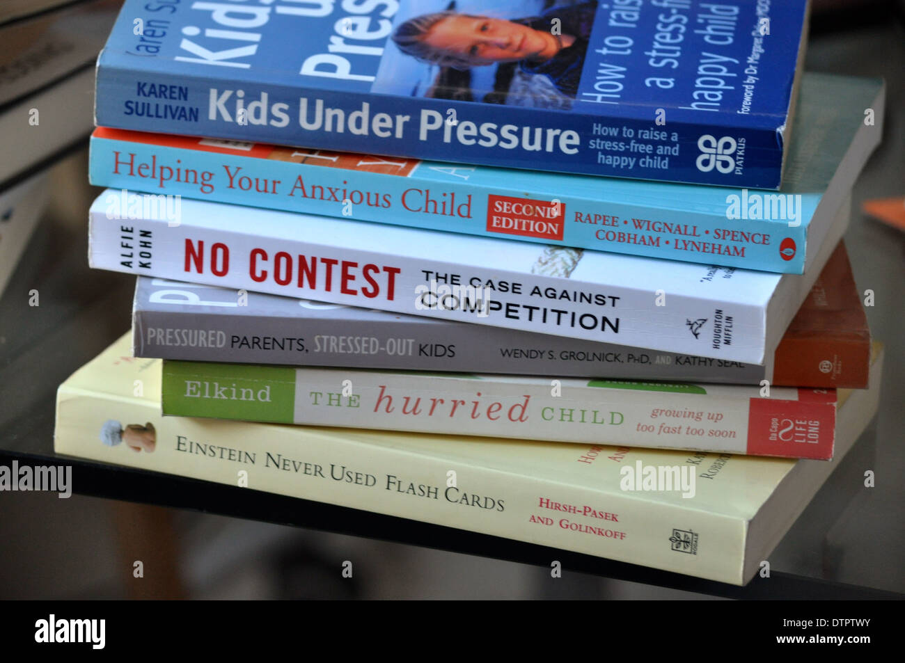 books about the pressure on children and anxious children in a competitive world Stock Photo