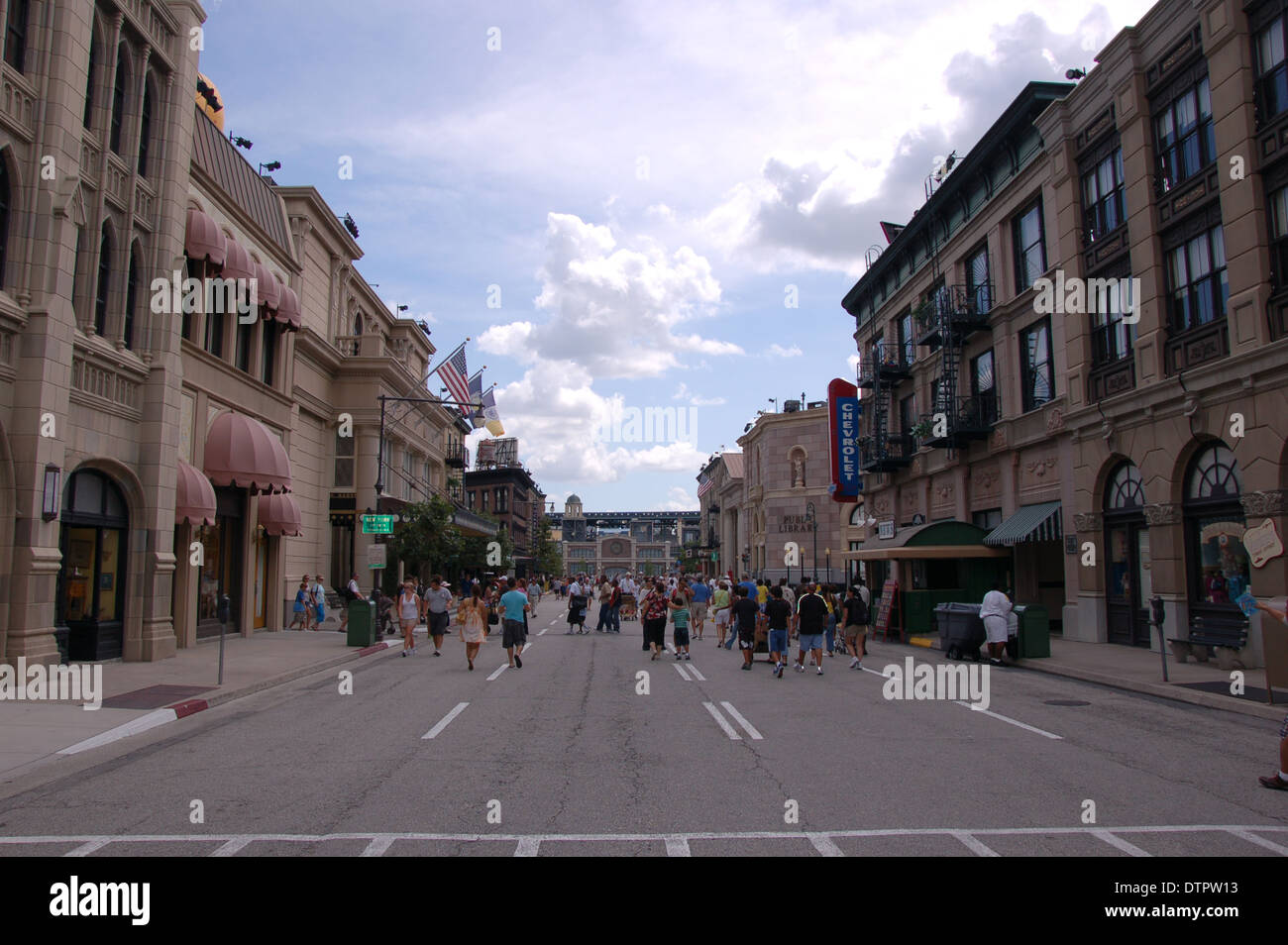 Tourist on streets of New York  at Hollywood Studios in Orlando, Florida, U.S.A Stock Photo