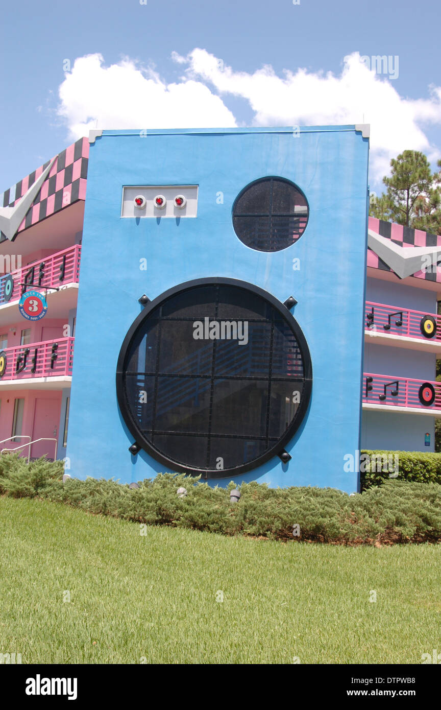 A simulacra of a giant music box at the All Star Sport And Music Resort Disney Florida, U.S.A Stock Photo