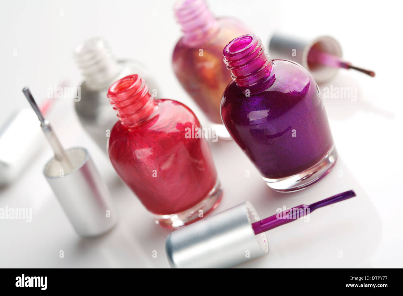 selection of different colour nail polish Stock Photo