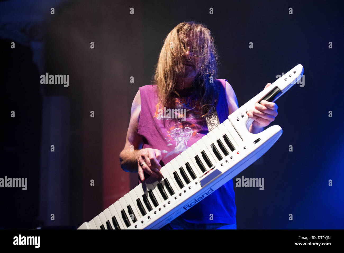 London, UK. 22nd Feb, 2014. 'Tim Blake' preforms at the Rock 4 Rescue ...