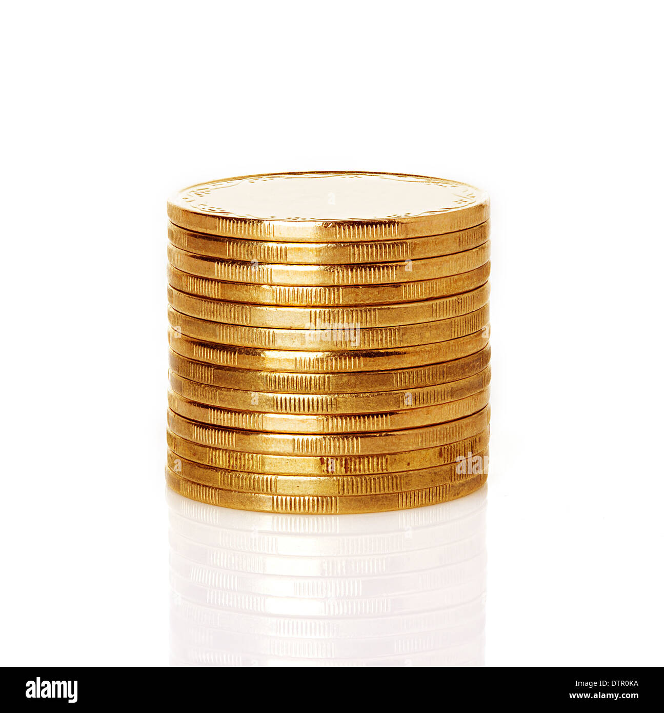 A stack of gold coins, isolated on white Stock Photo - Alamy