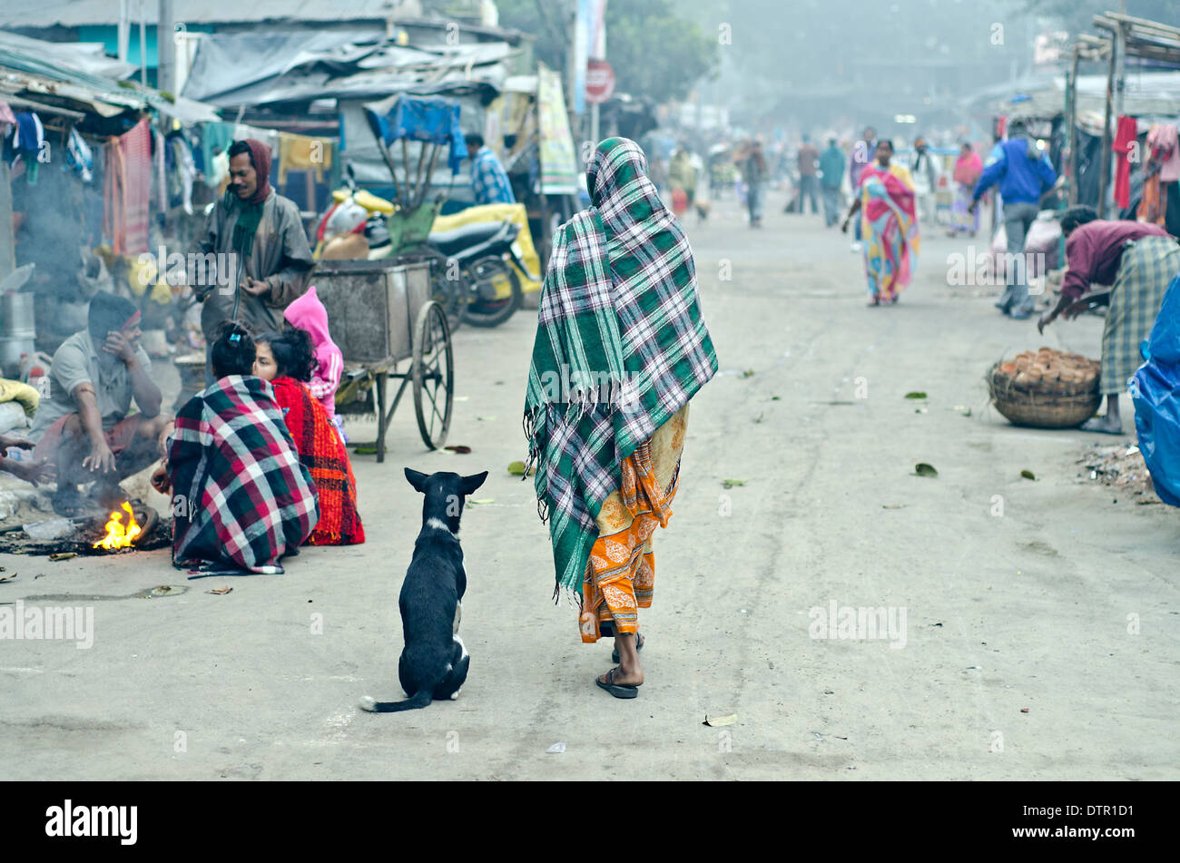 Kolkata street scene,Kalighat,India Stock Photo
