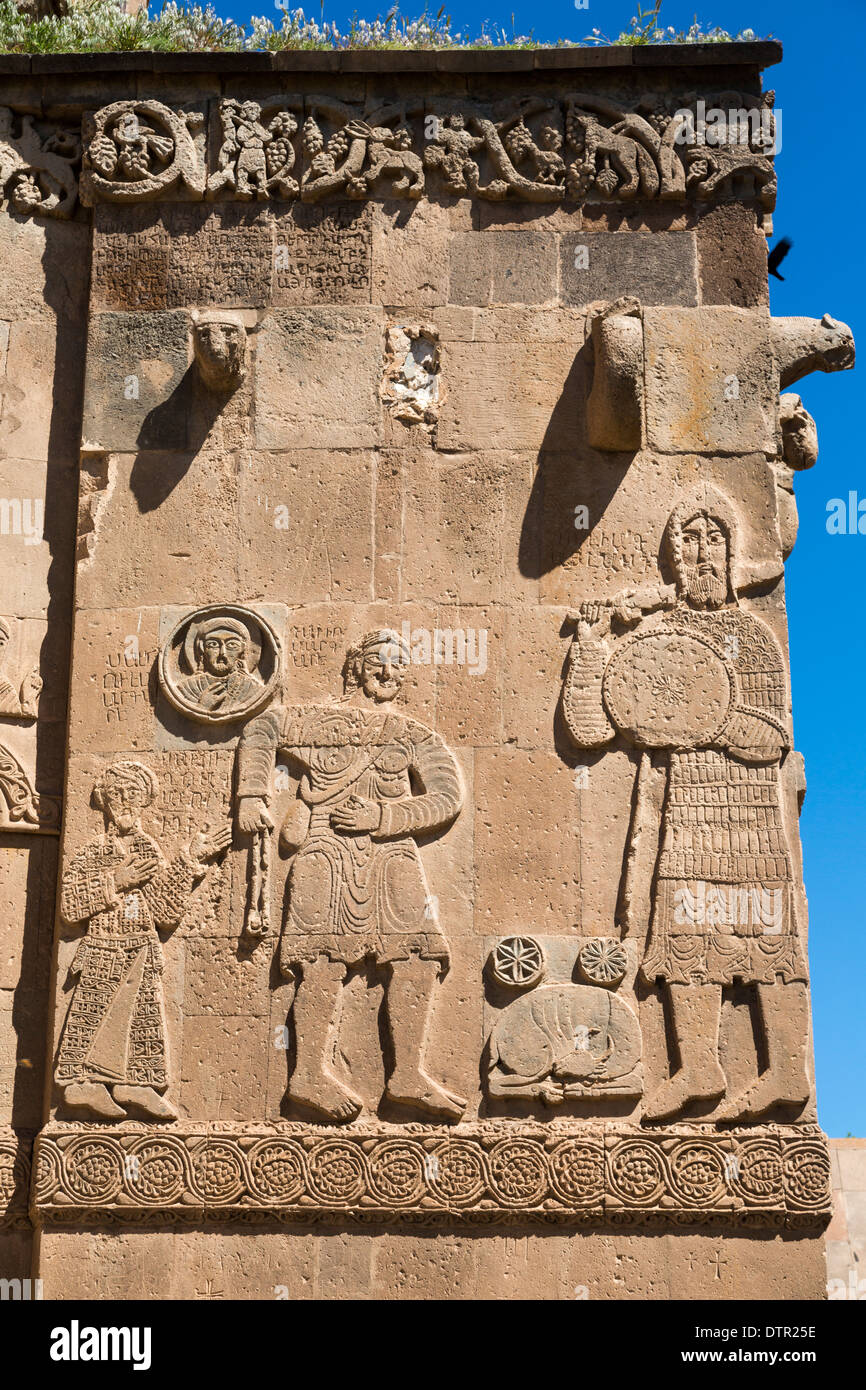 relief of David and Goliath, The Cathedral Church of the Holy Cross (915-921), Akhdamar Islamd, Van region, Turkey Stock Photo