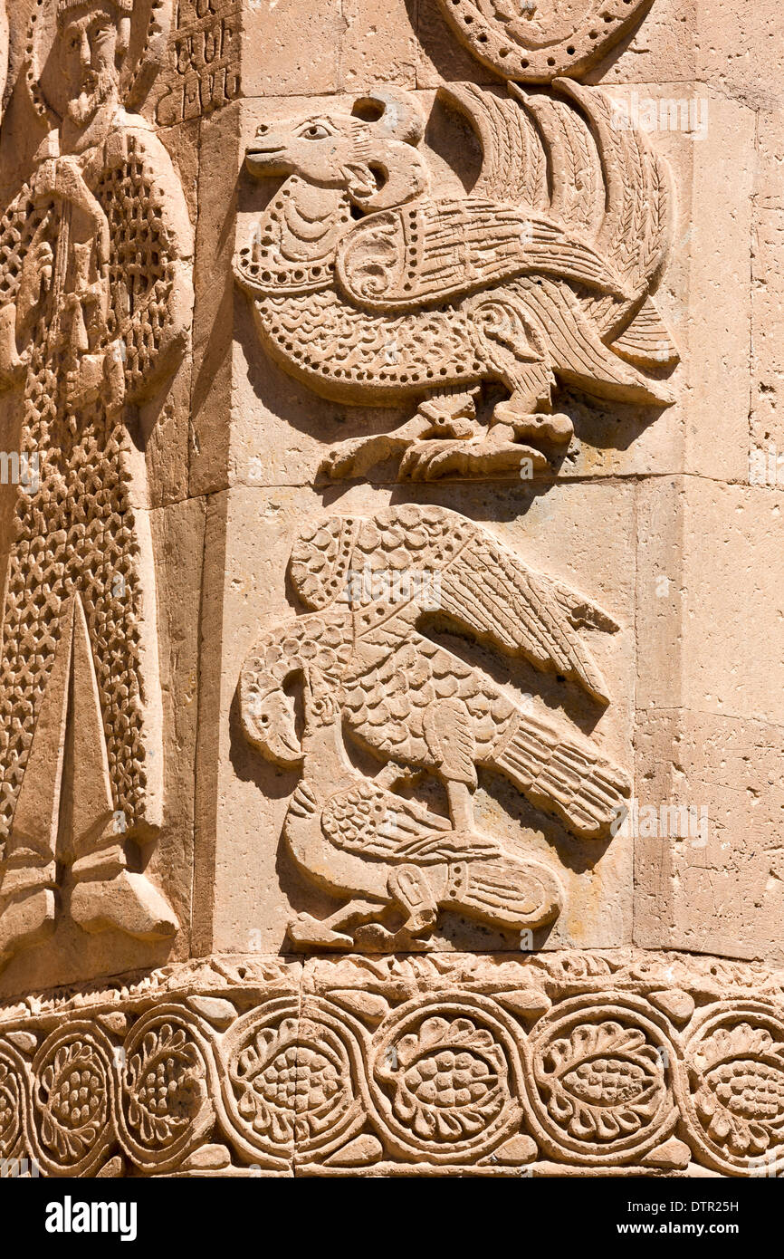 eagle and other birds, The Cathedral Church of the Holy Cross (915-921), Akhdamar Islamd, Van region, Turkey Stock Photo