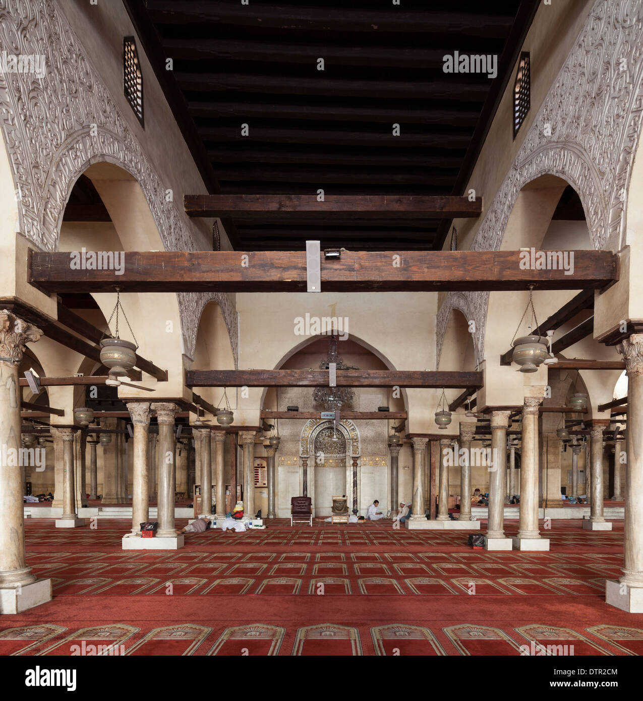 prayer hall and mihrab, al-Azhar mosque, Cairo, Egypt Stock Photo