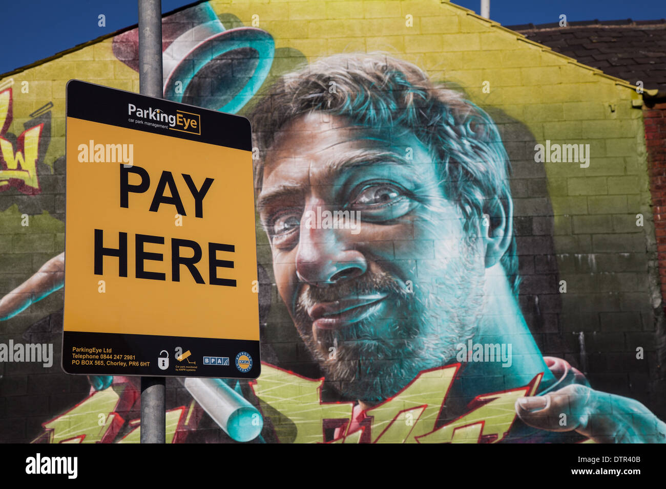 Parking Eye Car Parking, fines & regulations. Art Graffiti on Cookson