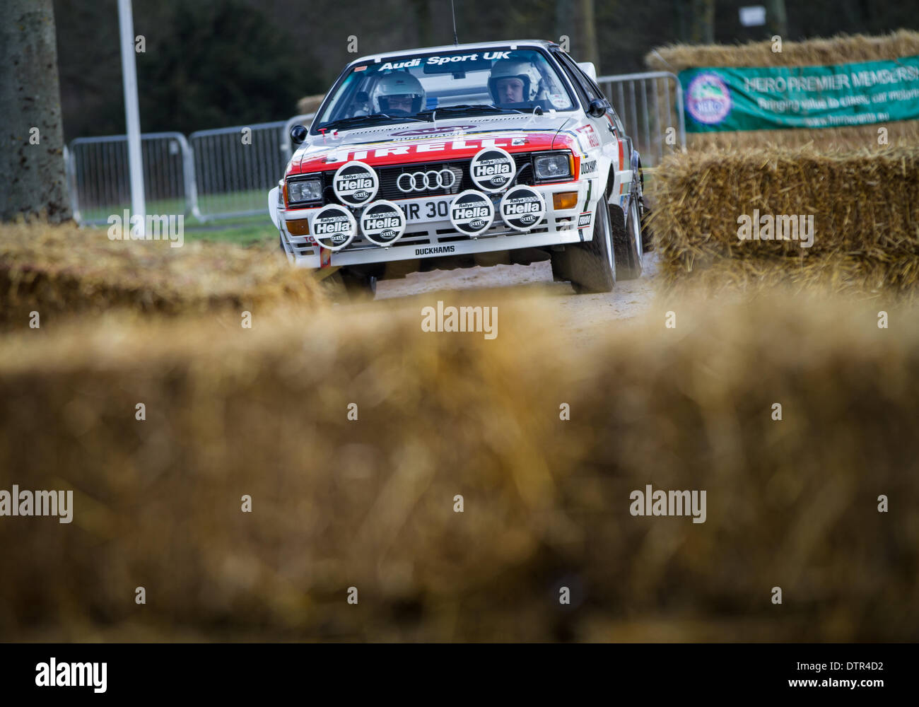 Stoneleigh Park, Coventry, UK. 22nd Feb, 2014. Race Retro Live rally stages at Stoneleigh park featuring classic B class rally cars from Audi,Ford,Ferrari,MG and various other manufacturers Credit:  steven roe/Alamy Live News Stock Photo