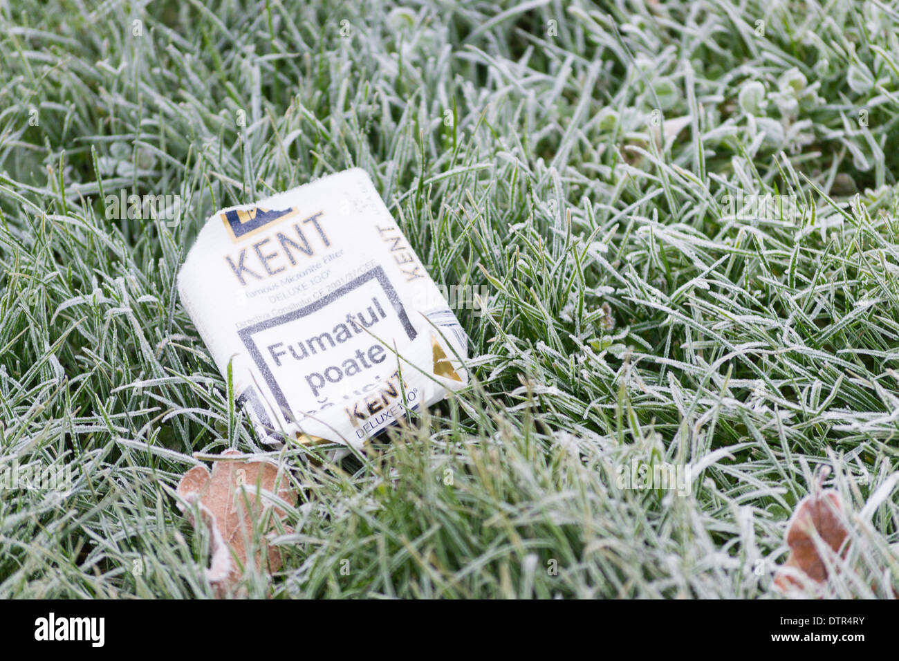 Cigarettes package dumped on the ground Stock Photo