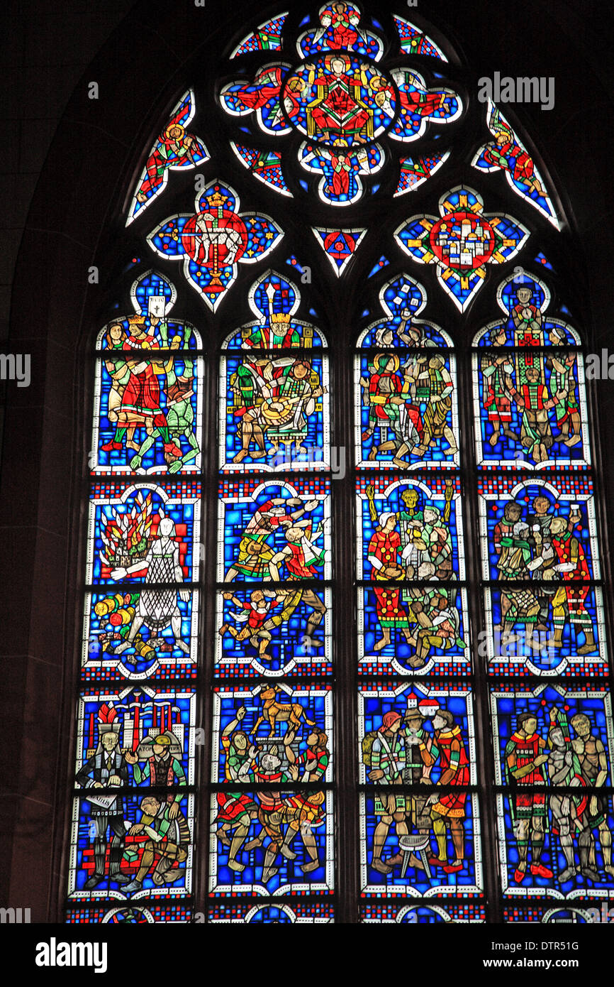 Germany, Rhineland-Palatinate, Worms, Cathedral of St. Peter, stained glass Stock Photo