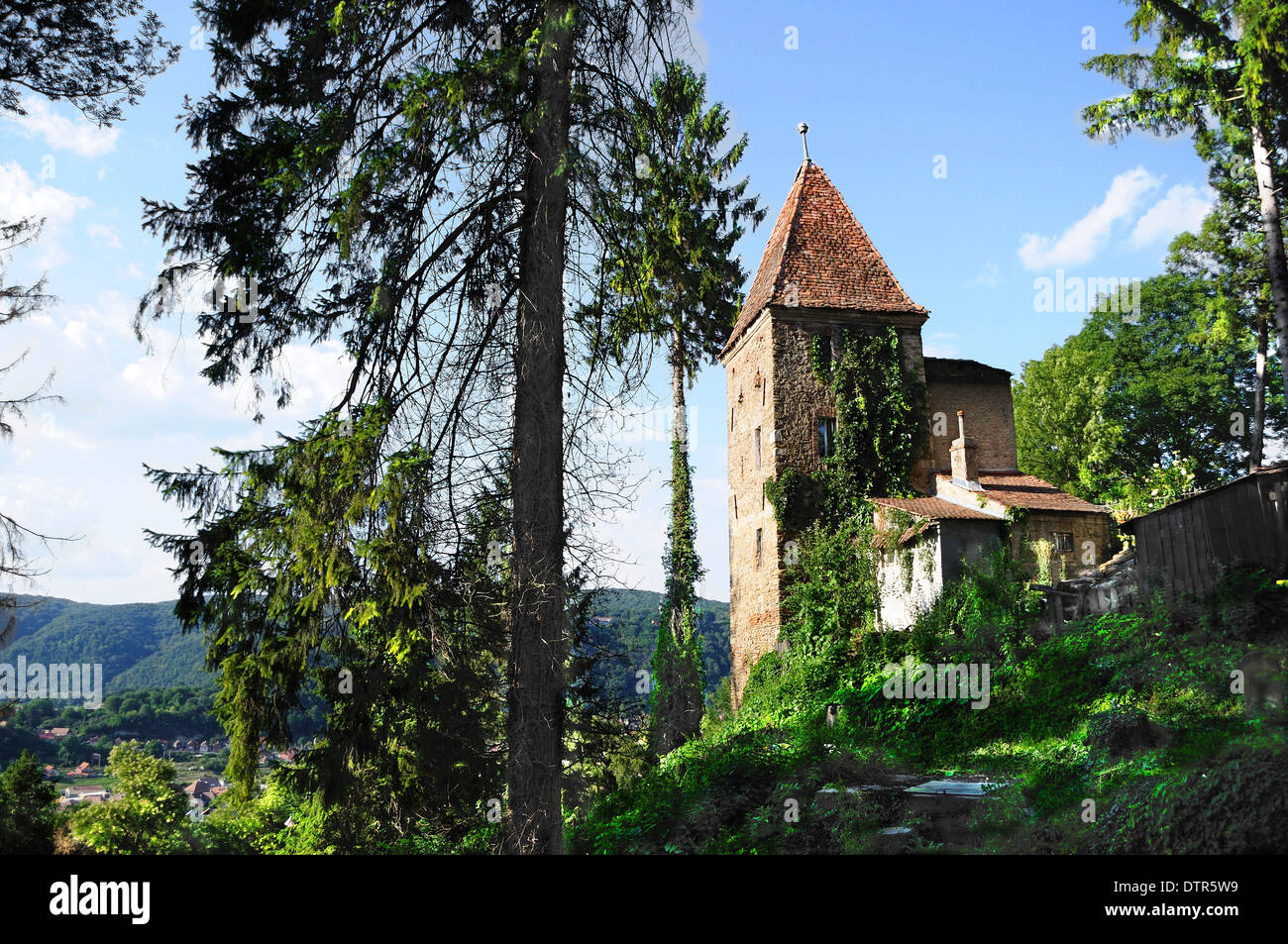 beautifu landscape dhowing an old house watching over the old city Stock Photo