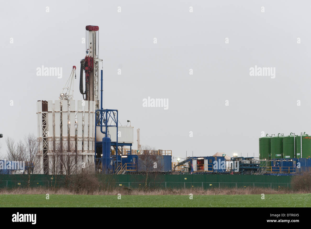 Barton Moss, Salford, UK. Sunday 23rd February 2014. The IGas exploratory drilling site on Barton Moss near Manchester, near where campaigners have demonstrated against the process of fracking. Credit:  Russell Hart/Alamy Live News. Stock Photo