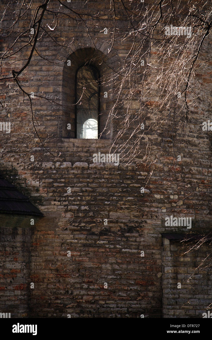 Cieszyn, window in romanesque St. Nicholas' Chapel, a rotunda from the ...