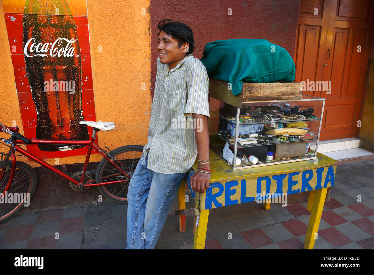 Man selling watches, Mercado Municipal, Granada, Nicaragua Stock Photo