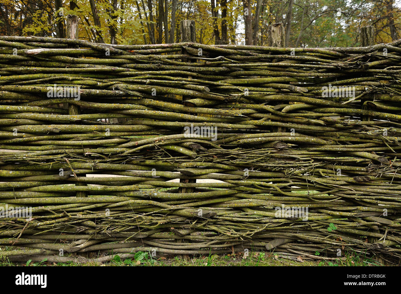 Traditional lath fence around a farmer's house in Ukraine Stock Photo