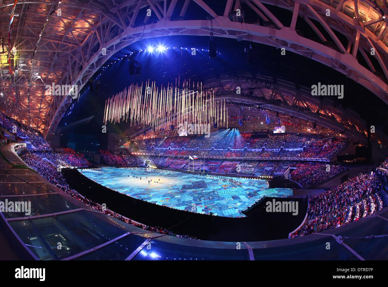 Sochi, Russia. 23rd February 2014. A general view of the arena during the Closing Ceremony in Fisht Olympic Stadium at the Sochi 2014 Olympic Games, Sochi, Russia, 23 February 2014. Photo: Daniel Karmann/dpa/Alamy Live News Stock Photo
