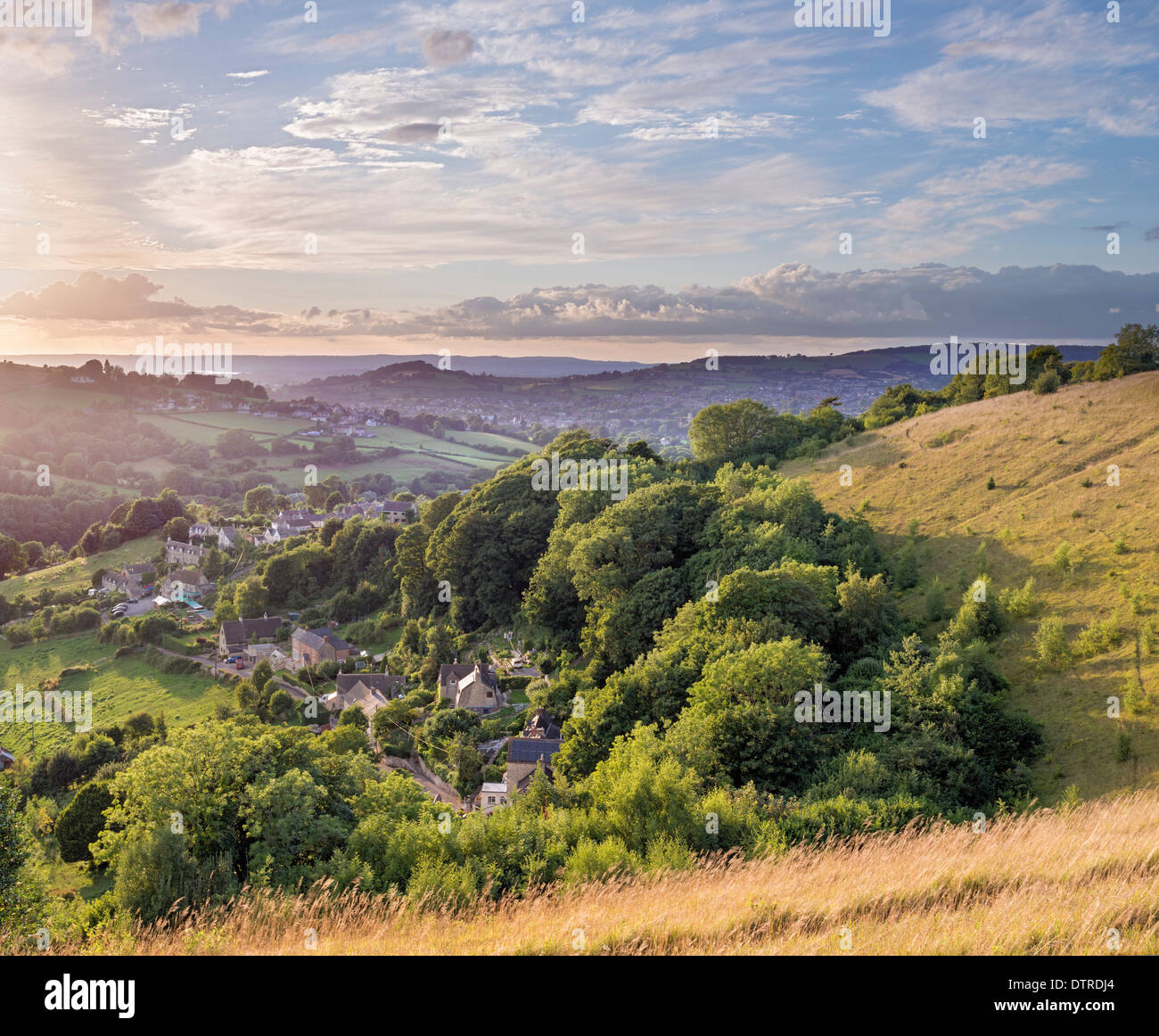 View over The Street, Stroud, from Rodborough common; Stock Photo
