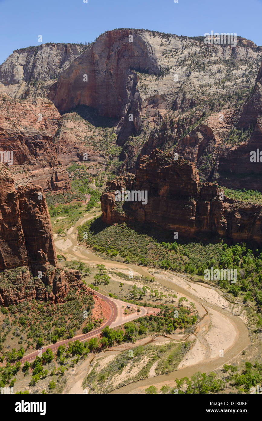 View from Trail to Angels Landing, Zion National Park, Utah, USA Stock Photo