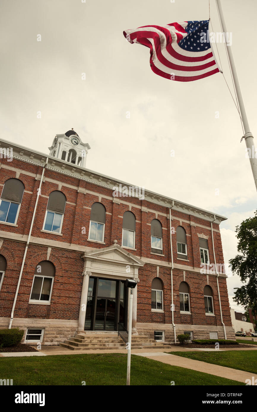 Old courthouse in Marshall, Clark County, Illinois, United States Stock Photo