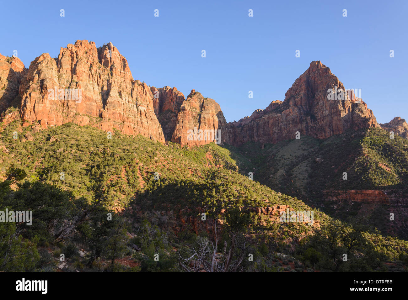 Sunset, from the Watchman trail, Zion National Park, Utah, USA Stock Photo