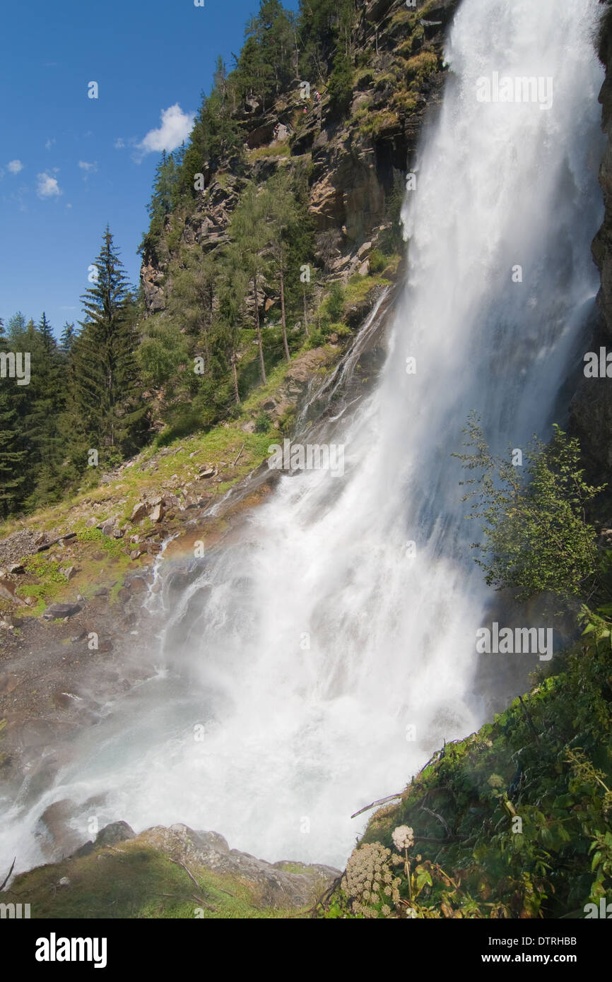 Waterfall Stuibenfall in the valley of Otztal, Tirol, Austria. Stock Photo