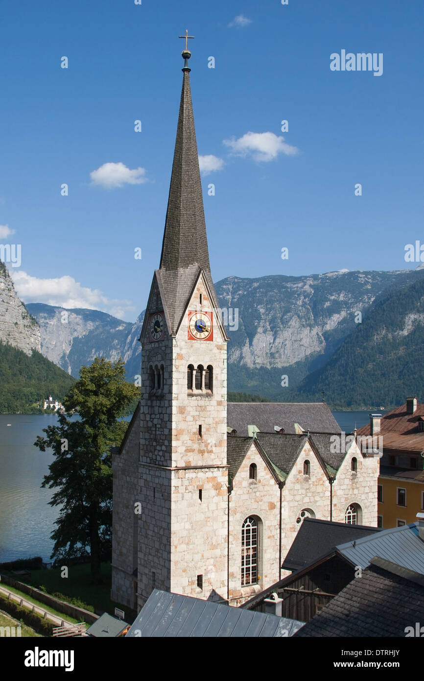 Evangelical church in Hallstatt, Austria. Stock Photo