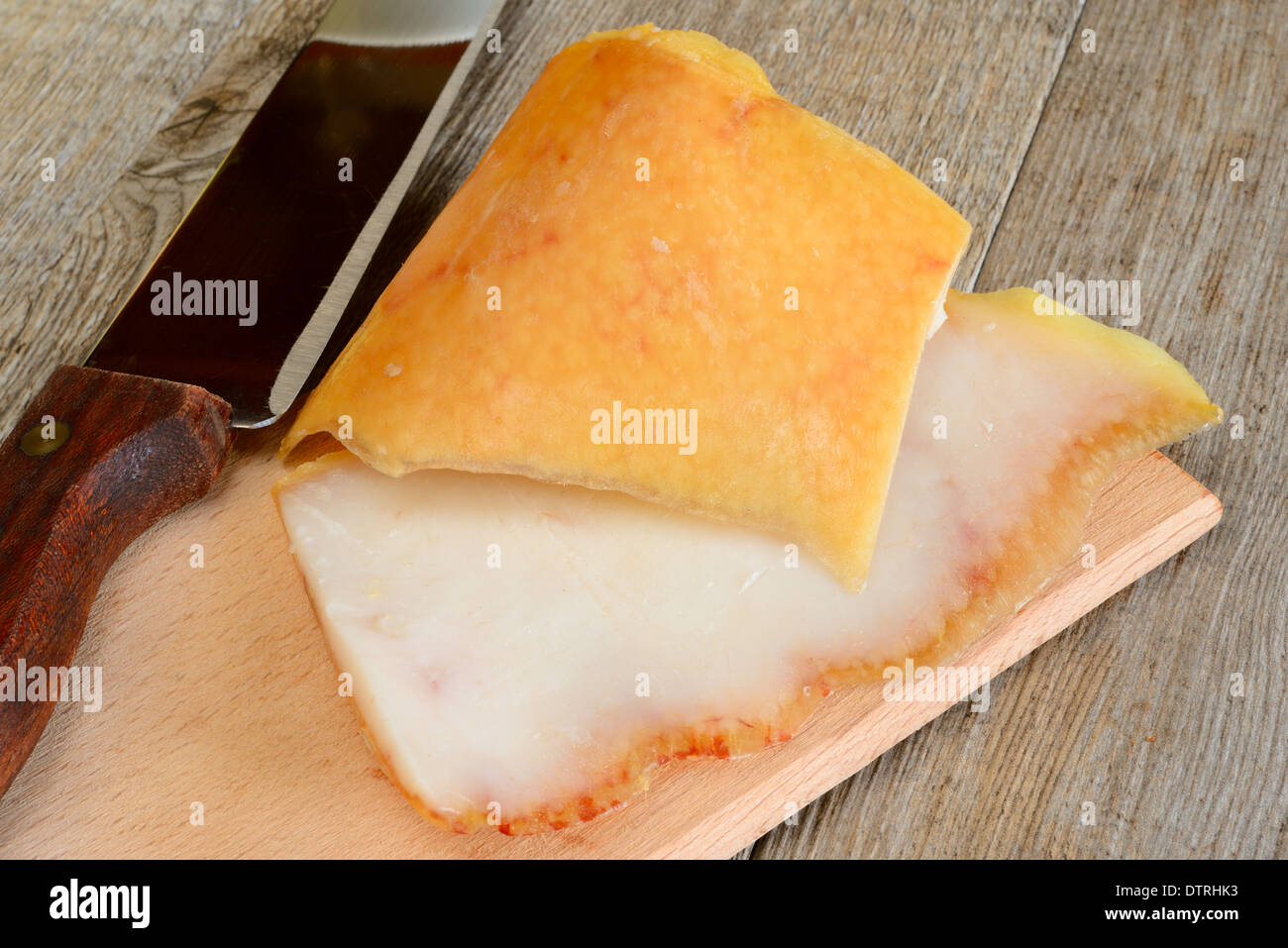 slice of pork rind grease optimal for cooking Stock Photo