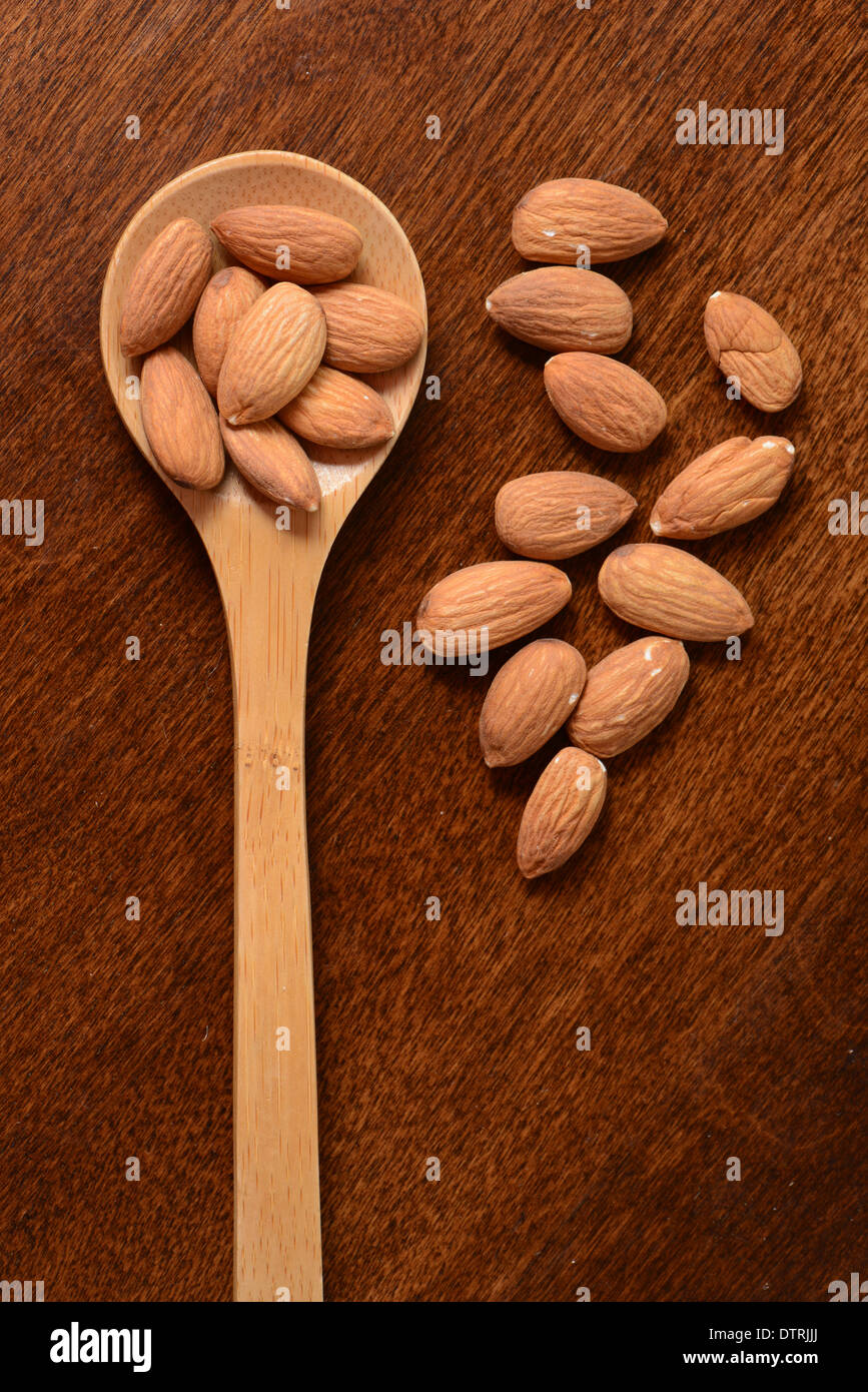 Almonds on a Spoon Stock Photo