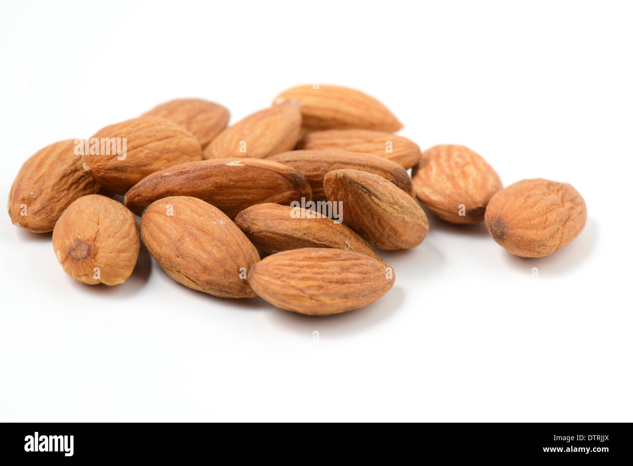 Almonds on White Background Stock Photo