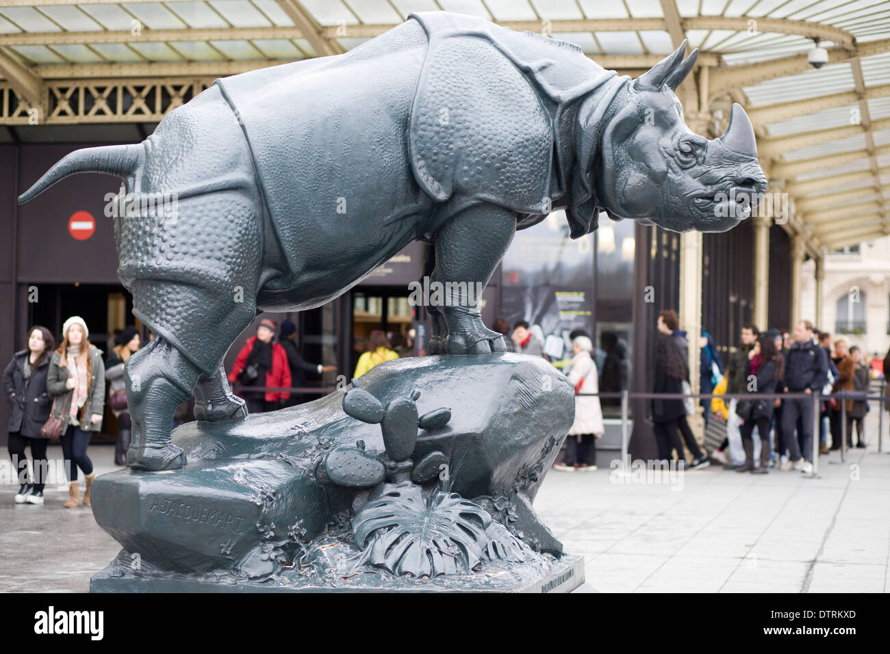 Rhinoceros statue outside the Musee d'Orsay, Paris, France Stock Photo