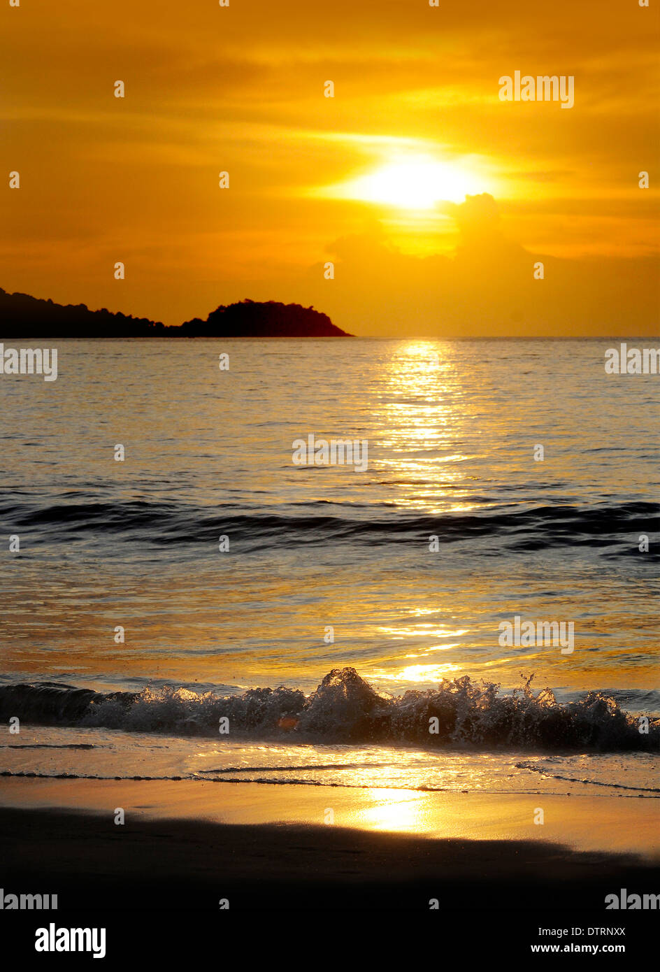 Southern Thailand Beach Sunset Stock Photo