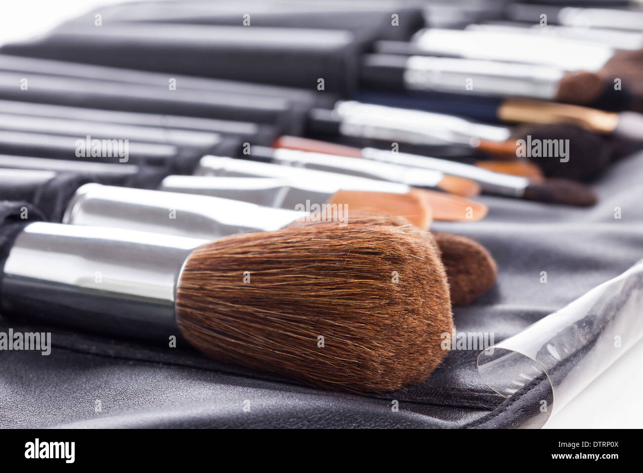 Makeup brushes in compact case Stock Photo Alamy