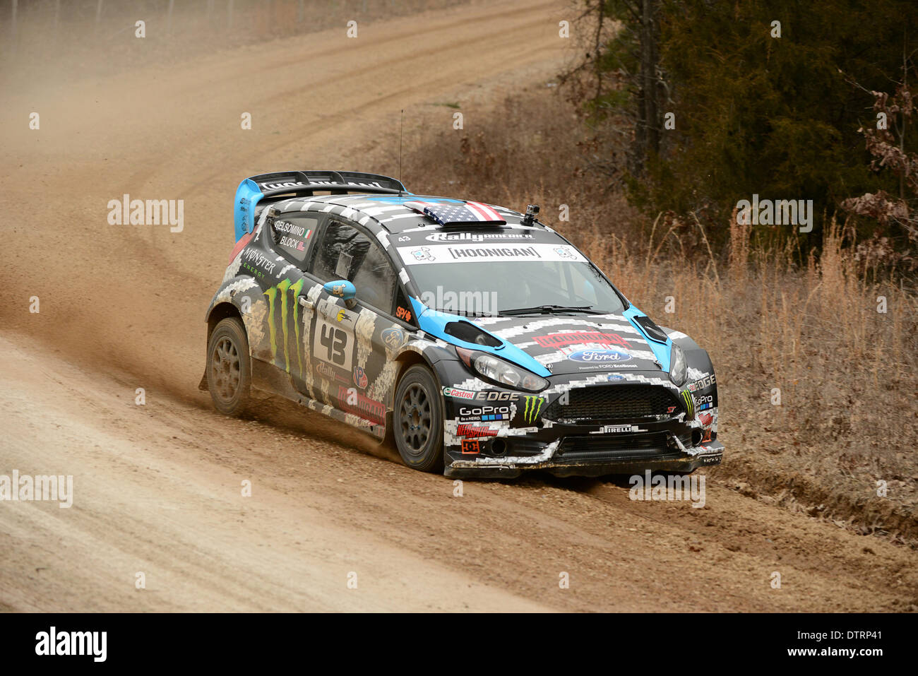 Salem, Missouri, USA. 22nd February 2014. Ken Block during a race competition, Rally America in Salem, Missouri USA, Feb 22 201 Credit:  Carlos's Pemium Images / Alamy Live News Stock Photo