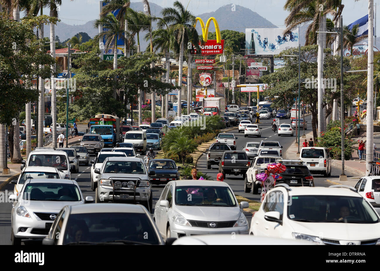 Heavy traffic on Carretera Masaya, Managua Nicaragua Stock Photo