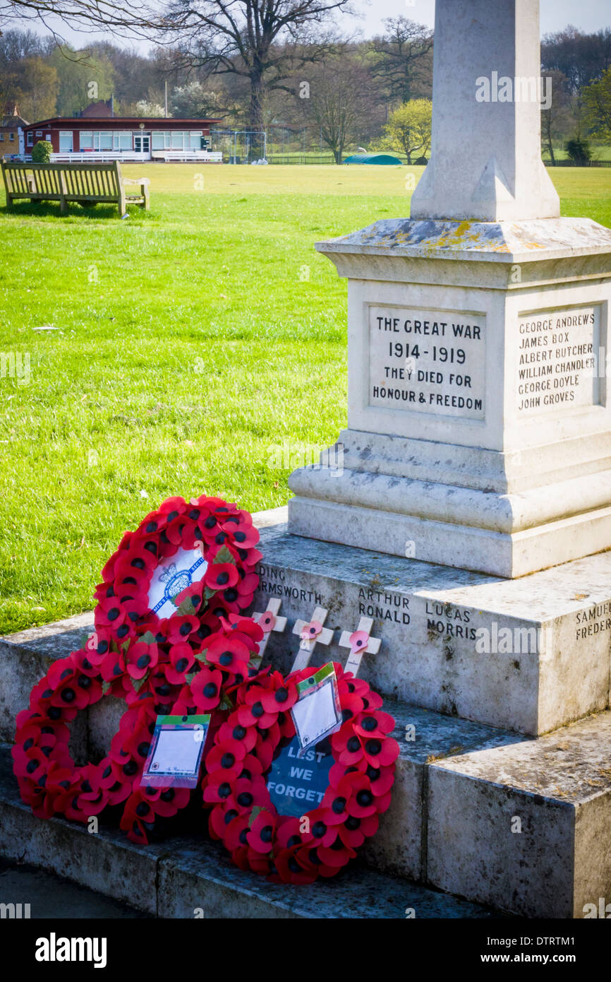 WWI Memorial Cross, White Waltham, Berkshire, England, GB, UK. Stock Photo