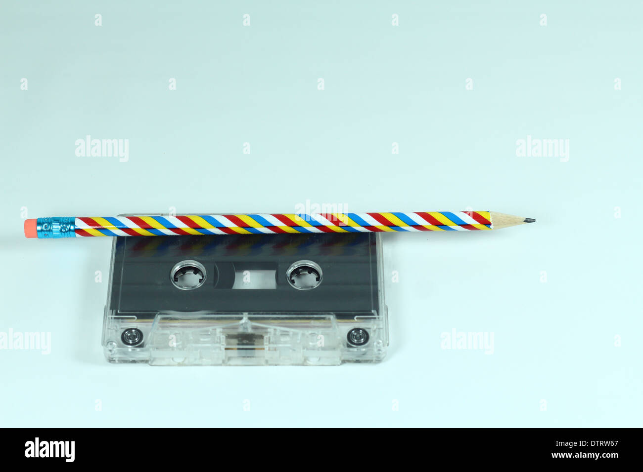 Cassette tape with pencil Stock Photo Alamy