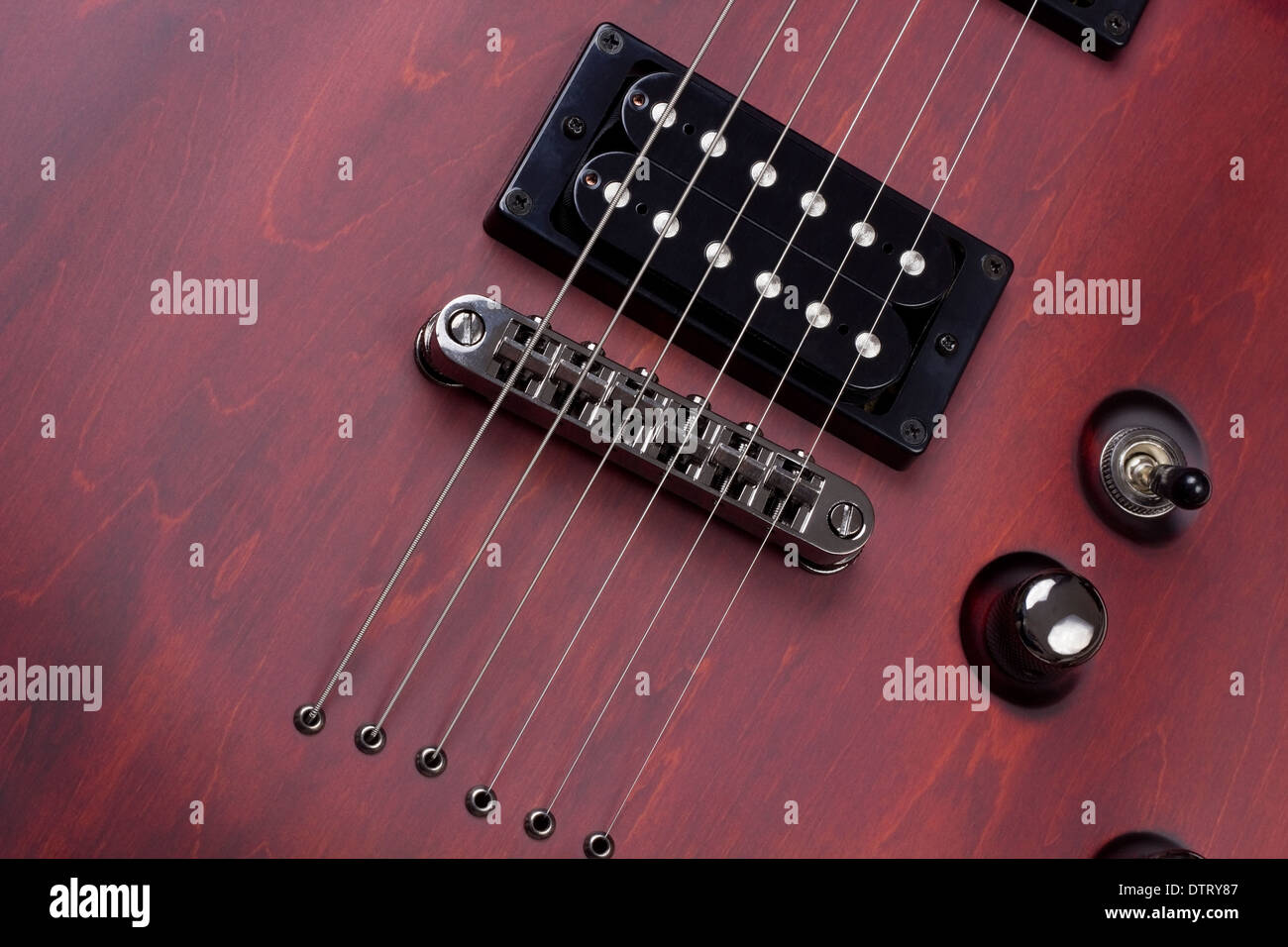 Red retro vintage wooden solid body electric mass production guitar