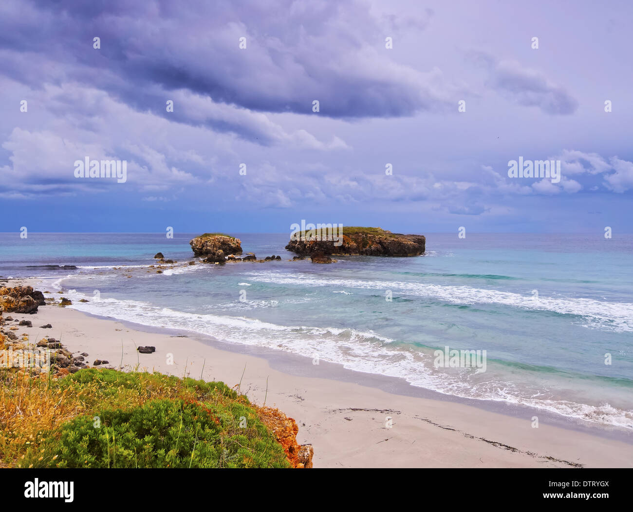 Coastline near Sant Tomas on Menorca, Balearic Islands, Spain Stock Photo